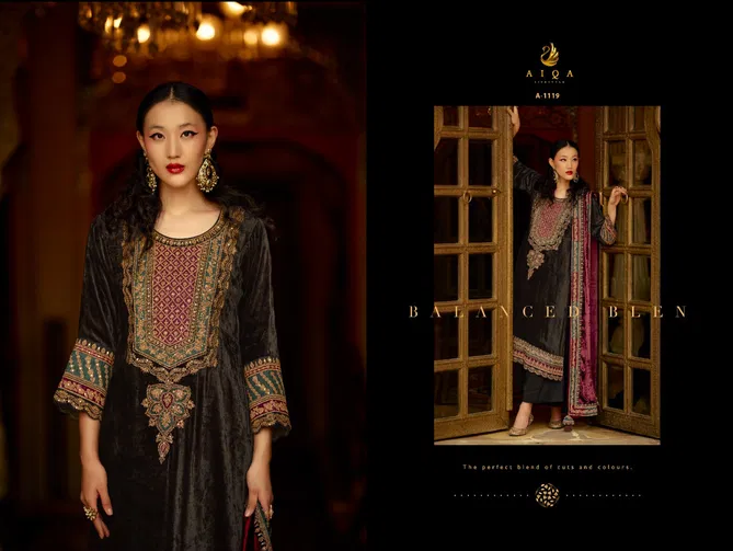 Surkh By Aiqa Winter Wear Fancy Work Velvet Salwar Kameez Wholesale Shop In Surat
